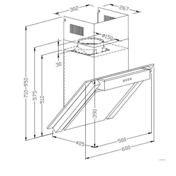 Απορροφητήρας Καμινάδα PKM 9860LZ Inox [Π60cm - 361m³/h]