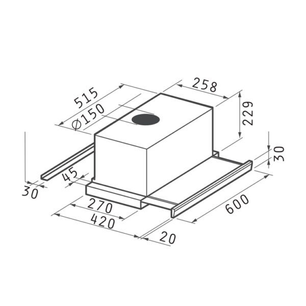 Απορροφητήρας Συρόμενος Pyramis Essential Turbo Inox [Π60cm – 581m³/h]