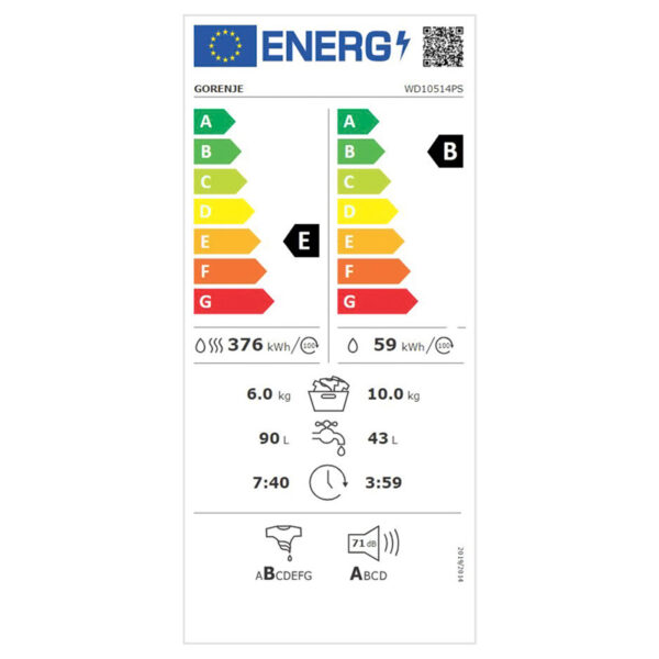 Πλυντήριο – Στεγνωτήριο Gorenje WD10514PS [Steam/10~6kg/1400rpm]