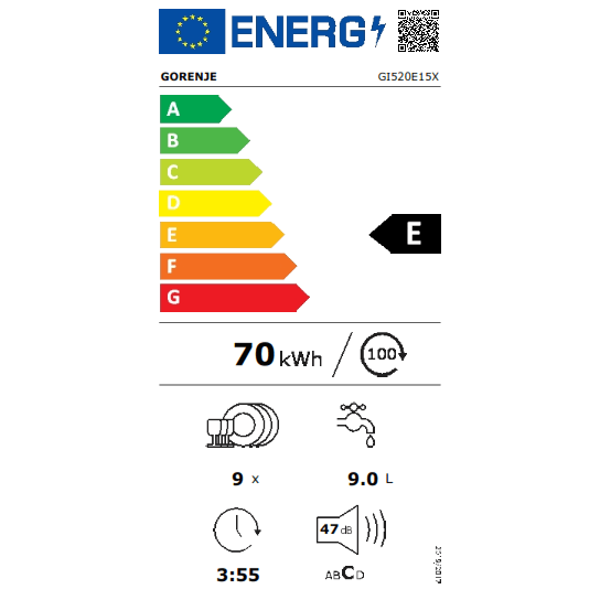 Ημιεντοιχιζόμενο Πλυντήριο Πιάτων Gorenje GI520E15X [◎9/Υ81.5×Π45cm]