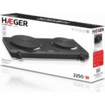 Επιτραπέζια διπλή εστία εμαγιέ, 2250w, Haeger, Double Disc, HP-02B.013A, Black
