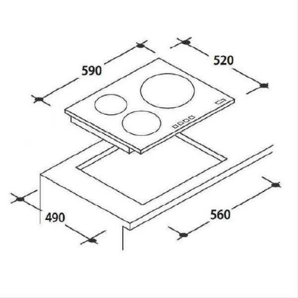 Αυτόνομη Εντοιχιζόμενη Κεραμική Εστία Candy CH63CT [Π59×Β52cm]