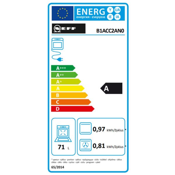 Εντοιχιζόμενος Φούρνος 71L Neff B1ACC2AN0 Μαύρος/Inox με Υδρόλυση
