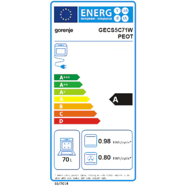 Ηλεκτρική Κουζίνα Gorenje GECS5C71WPEOT [70L/Steam/Ceramic/White]