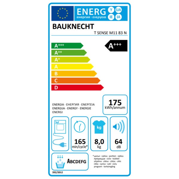 Στεγνωτήριο Bauknecht T Sense M11 83 N με Αντλία Θερμότητας [8kg/A+++]