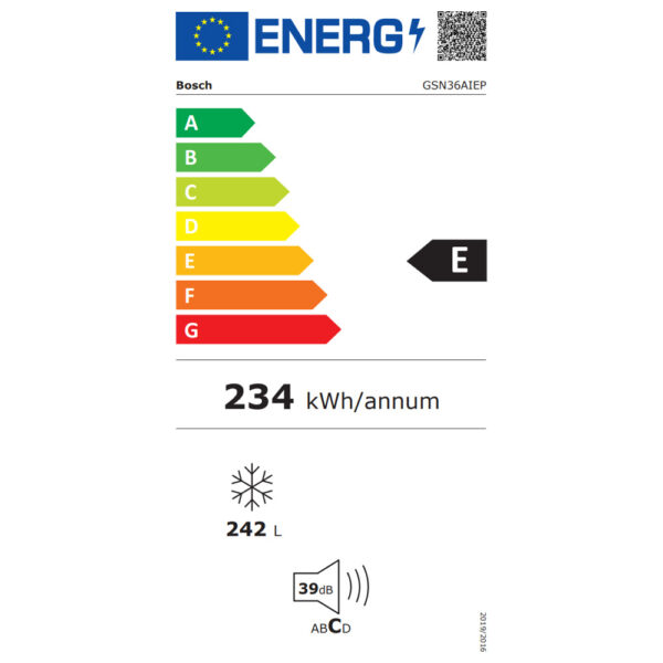 Όρθιος Καταψύκτης Bosch GSN36AIEP [NoFrost/242L/186×60cm]