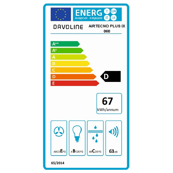 Απορροφητήρας Καμινάδα Davoline Airtechno Plus IX 60 Inox [Π60cm – 291m³/h]