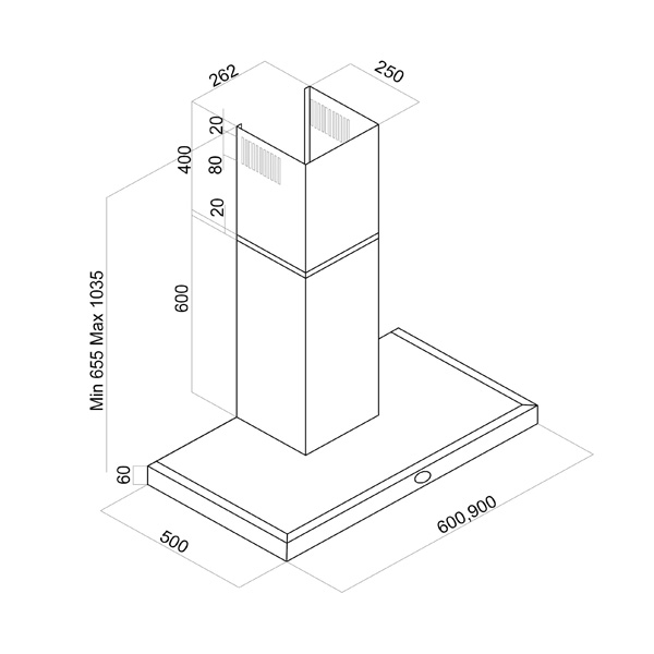 Απορροφητήρας Καμινάδα Davoline Box Plus 60 Inox [Π60cm – 625m³/h]