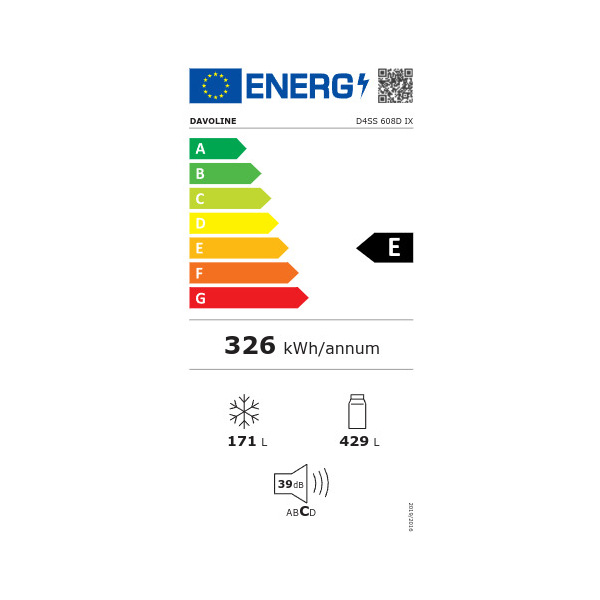 Ψυγείο Ντουλάπα Davoline D4SS 608D IX Inox [NoFrost/600L/Υ191×Π91cm]