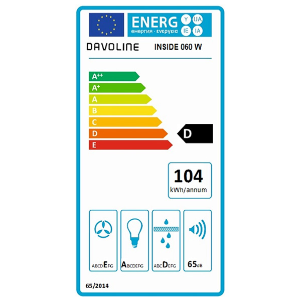 Απορροφητήρας Εντοιχιζόμενος Davoline Inside 60 IX/WH Inox/Λευκός [Π53cm – 436m³/h]