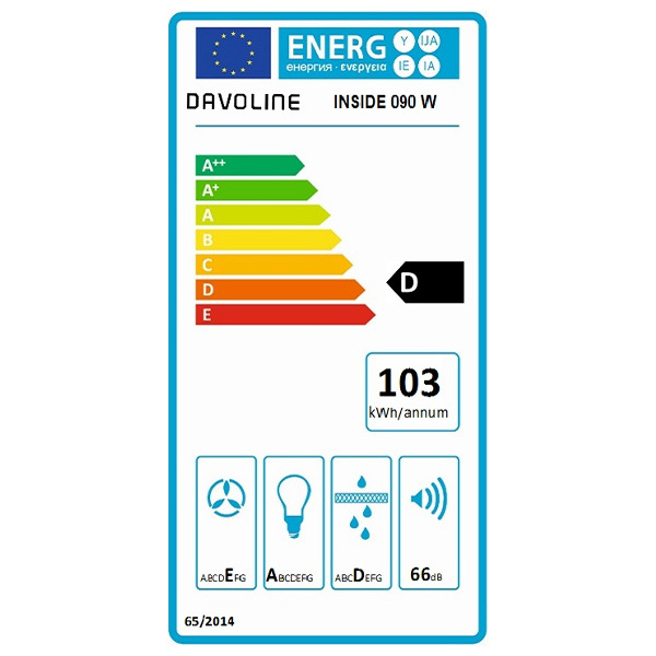 Απορροφητήρας Εντοιχιζόμενος Davoline Inside 90 IX/WH Inox/Λευκός [Π79cm – 445m³/h]