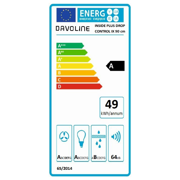 Απορροφητήρας Εντοιχιζόμενος Davoline Inside Plus Drop Control 90 IX Inox [Π90cm – 635m³/h]