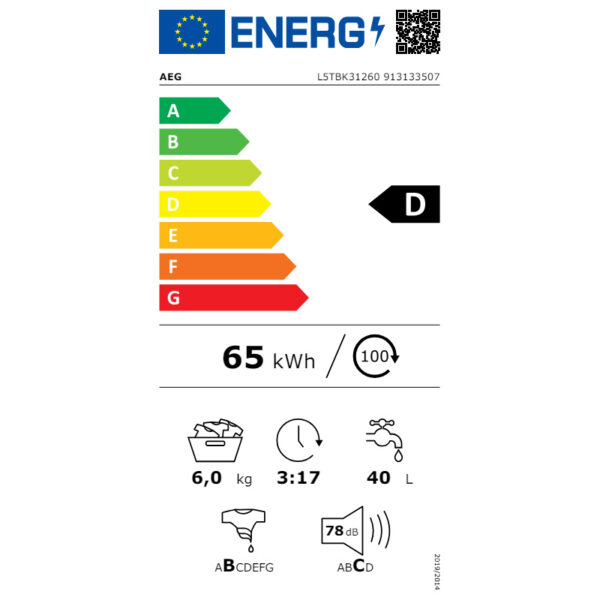 Πλυντήριο Ρούχων AEG L5TBK31260 Άνω Φόρτωσης [6kg/1200rpm]