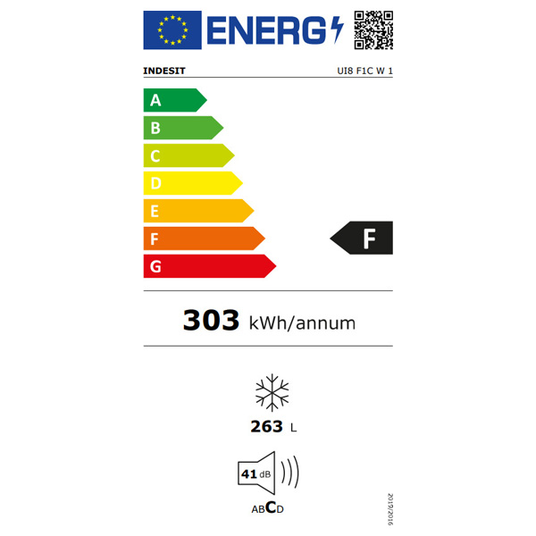 Όρθιος Καταψύκτης Indesit UI8 F1C W 1 [NoFrost/263L/Υ188×Π60cm]