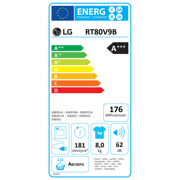 Στεγνωτήριο 8kg LG RT80V9B με Αντλία Θερμότητας [WiFi/A+++]