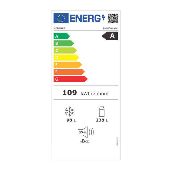 Ψυγειοκαταψύκτης Hisense RB440N4AFA Μαύρος [NoFrost/336L/Υ202×Π60cm]