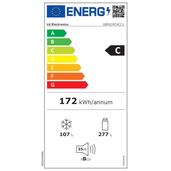 Ψυγειοκαταψύκτης LG GBP62MCNCC1 Μαύρος [NoFrost/384L/Υ203×Π60cm]