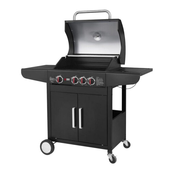 Ψησταριά Υγραερίου Thermogatz GS Grill Lux Μαύρη με 3 Καυστήρες και Πλαϊνή Εστία