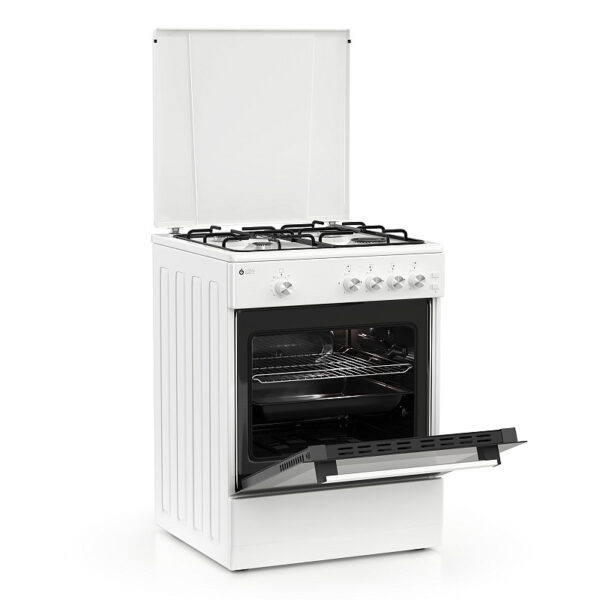 Κουζίνα Αερίου 55L Thermogatz TGS 161 WH Λευκή με Eστίες Αερίου & Καπάκι