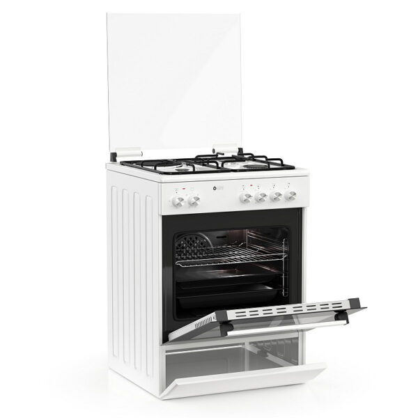 Κουζίνα Μικτή 60L Thermogatz TGS 3511 WH Λευκή με Eστίες Αερίου/Εμαγιέ & Καπάκι