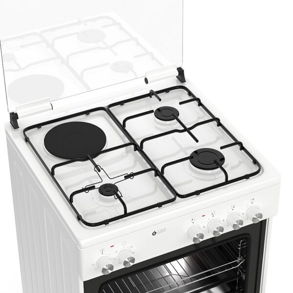 Κουζίνα Μικτή 60L Thermogatz TGS 3511 WH Λευκή με Eστίες Αερίου/Εμαγιέ & Καπάκι