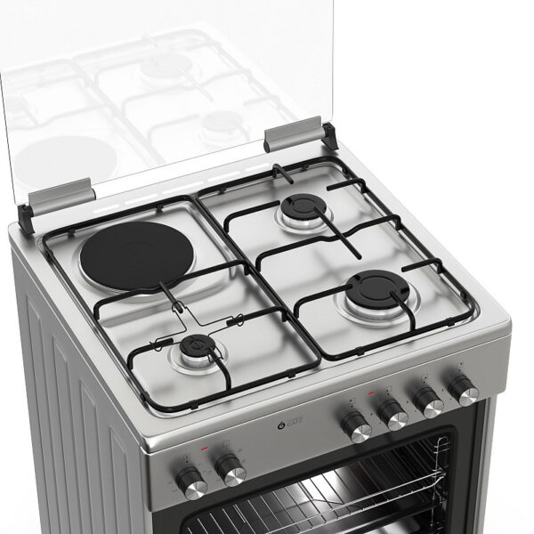 Κουζίνα Μικτή 60L Thermogatz TGS 3521 IX Inox με Eστίες Αερίου/Εμαγιέ & Καπάκι