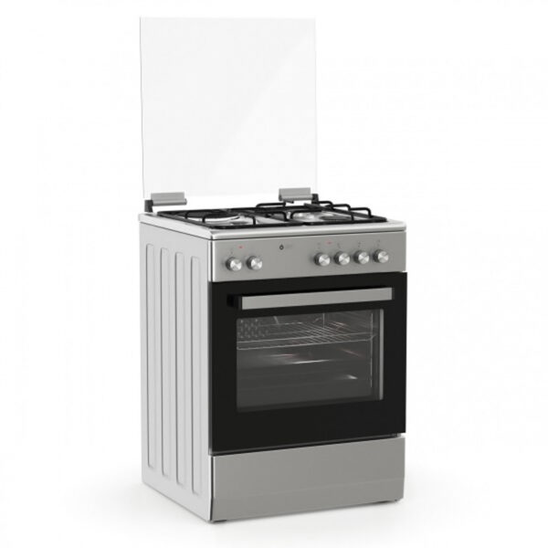 Κουζίνα Μικτή 60L Thermogatz TGS 3521 IX Inox με Eστίες Αερίου/Εμαγιέ & Καπάκι