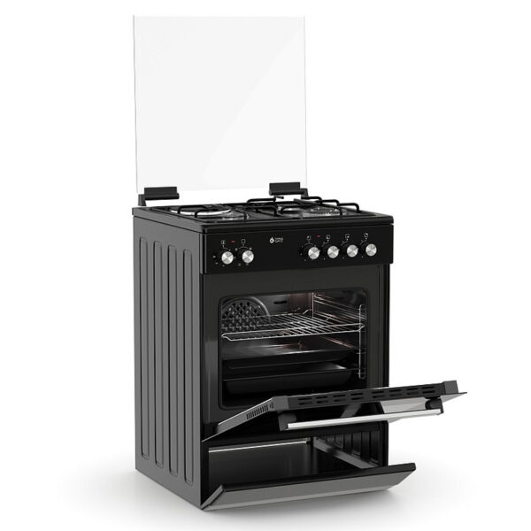 Κουζίνα Μικτή 60L Thermogatz TGS 3531 BL Μαύρη με Eστίες Αερίου/Εμαγιέ & Καπάκι