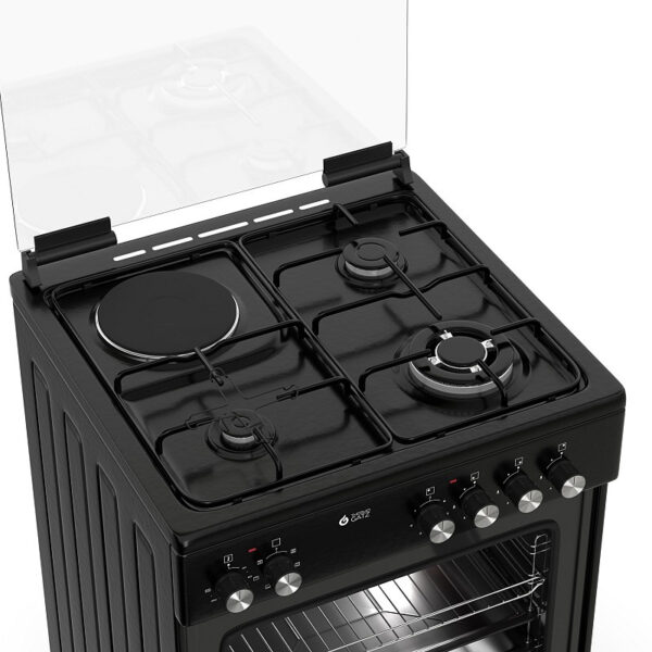 Κουζίνα Μικτή 60L Thermogatz TGS 3531 BL Μαύρη με Eστίες Αερίου/Εμαγιέ & Καπάκι