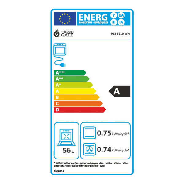 Κουζίνα Μικτή 56L Thermogatz TGS 3610 WH Λευκή με Eστίες Αερίου & Καπάκι