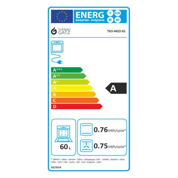 Εντοιχιζόμενος Φούρνος 60L Thermogatz TGS 4422 GL Μαύρος με Υδρόλυση