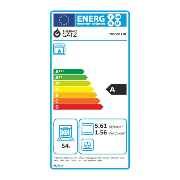 Εντοιχιζόμενος Φούρνος Αερίου 52L Thermogatz TGS 5511 BL Aνθρακί