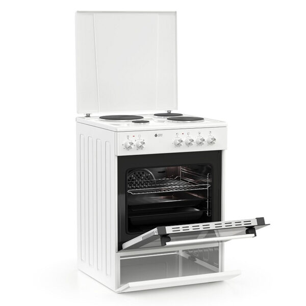Ηλεκτρική Κουζίνα 60L Thermogatz TGS E120 WH Λευκή με Εμαγιέ Εστίες & Καπάκι