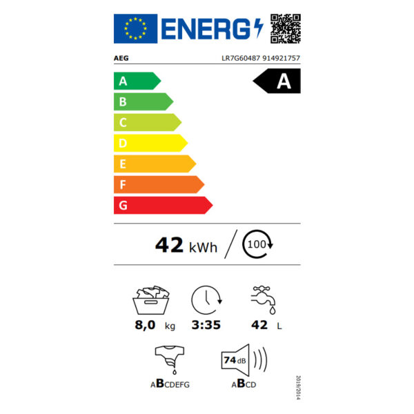 Πλυντήριο Ρούχων AEG LR7G60487 [Steam/8kg/1400rpm]