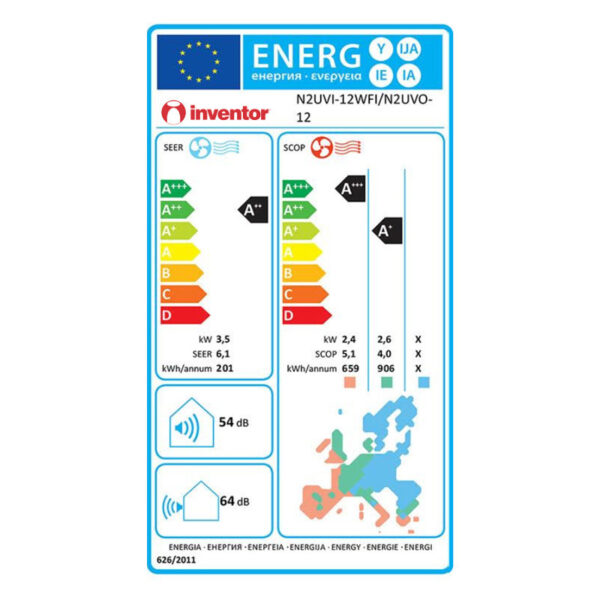 Κλιματιστικό Inverter 12000BTU Inventor Neo N2UVI-12WFI/N2UVO-12 με Ιονιστή, UVC & Wi-Fi