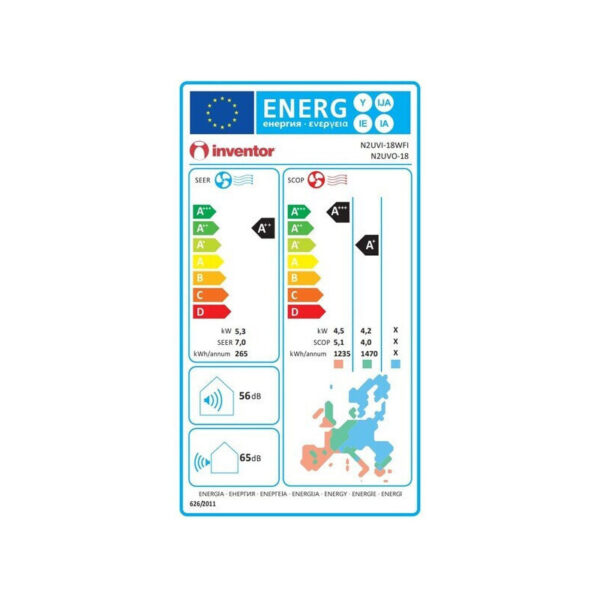 Κλιματιστικό Inverter 18000BTU Inventor Neo N2UVI-18WFI/N2UVO-18 με Ιονιστή, UVC & Wi-Fi