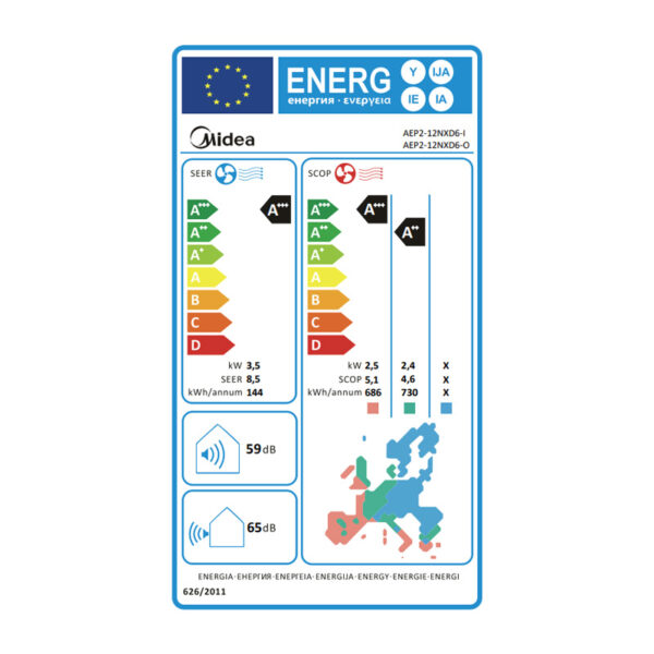 Κλιματιστικό Inverter 12000BTU Midea All Easy Pro AEP2-12NXD6 με Ιονιστή & Wi-Fi