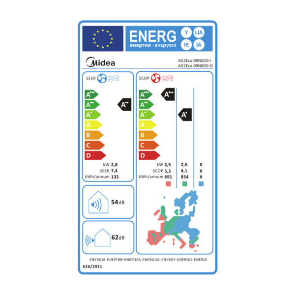 Κλιματιστικό Inverter 09000BTU Midea Xtreme Eco AG2ECO-09NXD0-09N8D0 με Ιονιστή, UVC & Wi-Fi