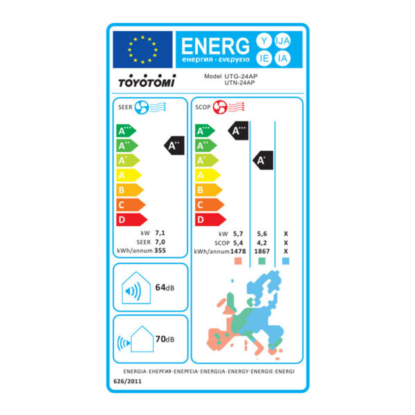 Κλιματιστικό Inverter 24000BTU Toyotomi Umi Eco UTN/UTG-24AP με Ιονιστή & Wi-Fi