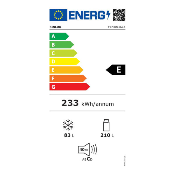 Ψυγειοκαταψύκτης Finlux FBN301EDIX Inox [NoFrost/293L/Υ185×Π60m]