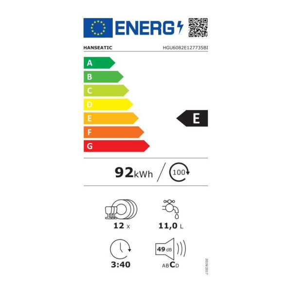 Εντοιχιζόμενο Πλυντήριο Πιάτων Hanseatic HGU6082E127735BI Inox [◎12/Π60cm]