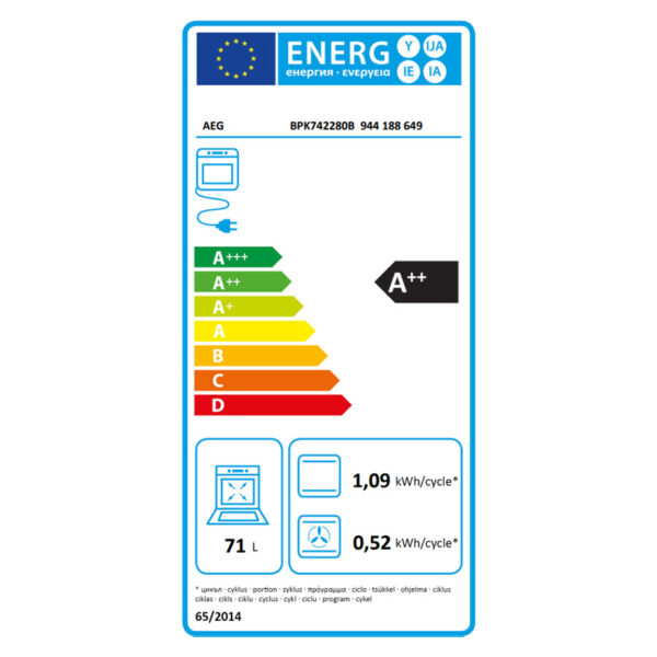 Εντοιχιζόμενος Φούρνος 71L AEG BPK742280B Μαύρος με Πυρόλυση