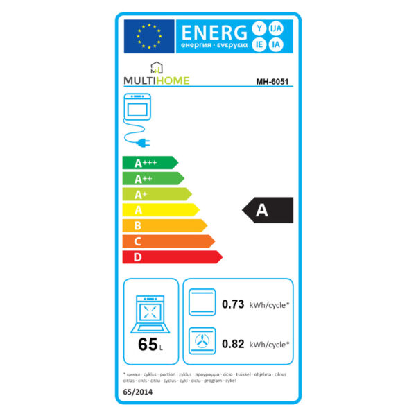 Εντοιχιζόμενος Φούρνος 65L MultiHome MH-6051 Μαύρος με Κατάλυση