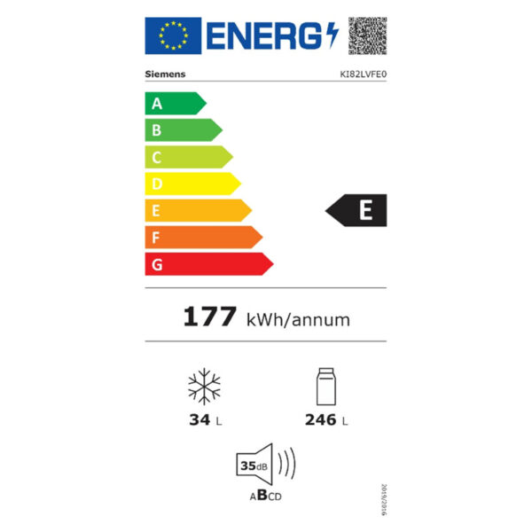 Εντοιχιζόμενο Ψυγείο Μονόπορτο Siemens KI82LVFE0 [280L/Υ177×Π54cm]