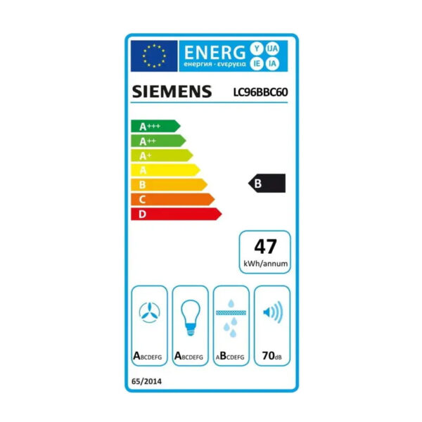 Απορροφητήρας Καμινάδα Siemens LC96BBC60 Μαύρος [Π90cm – 422m³/h]