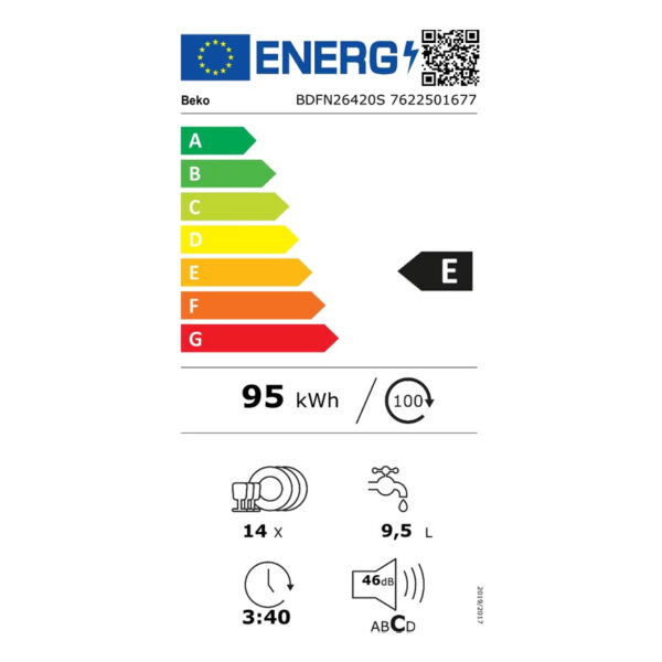 Ελεύθερο Πλυντήριο Πιάτων Beko BDFN26420S Inox [◎14/Π60cm]