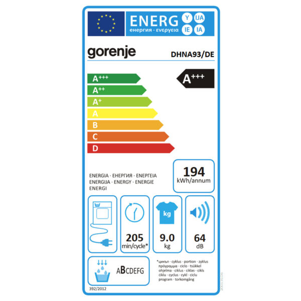 Στεγνωτήριο Gorenje DHNA93/DE με Αντλία Θερμότητας [9kg/A+++]