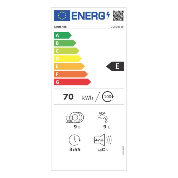 Εντοιχιζόμενο Πλυντήριο Πιάτων Gorenje GV520E15 [◎9/Υ81.5×Π45cm]