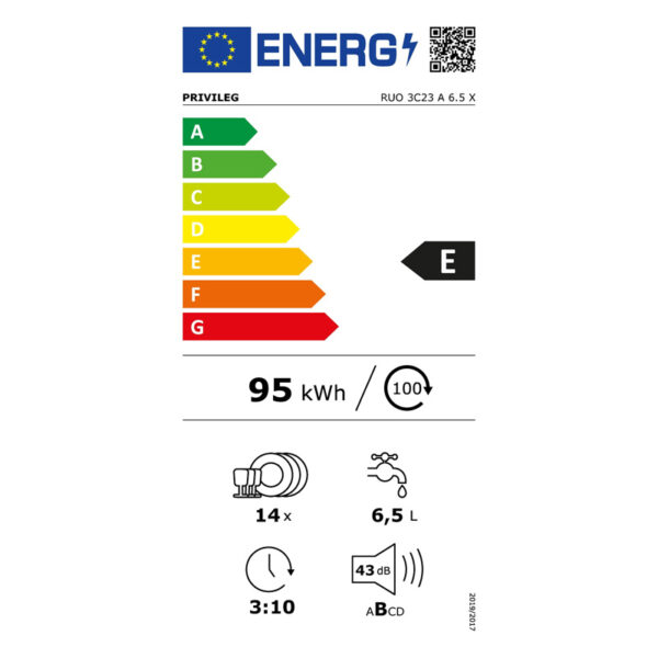 Εντοιχιζόμενο Πλυντήριο Πιάτων Privileg RUO 3C23 A 6.5 X Inox [◎14/Π60cm]