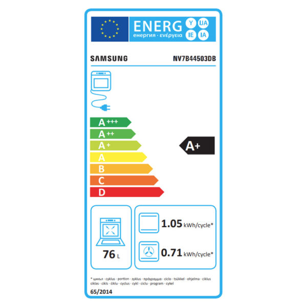 Εντοιχιζόμενος Φούρνος Ατμού 76L Samsung NV7B44503DB Μαύρος με Πυρόλυση/Υδρόλυση